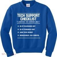 Tech Support Checklist Funny Computer Geek Sysadmin Gift Kids Sweatshirt thumb 0