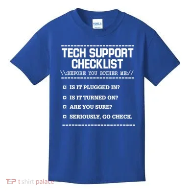 Tech Support Checklist Funny Computer Geek Sysadmin Gift Kids T-Shirt