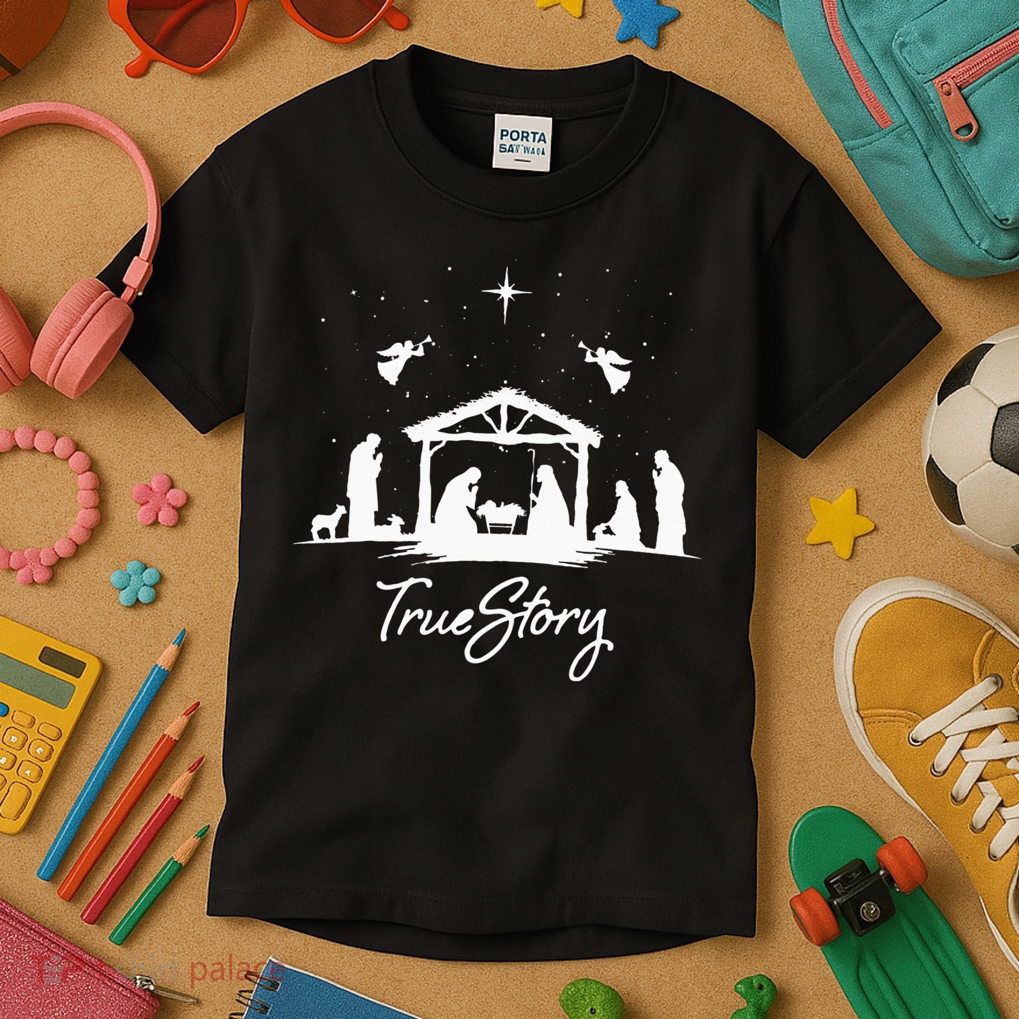 True Story Christmas Nativity Jesus Christian Kids T-Shirt