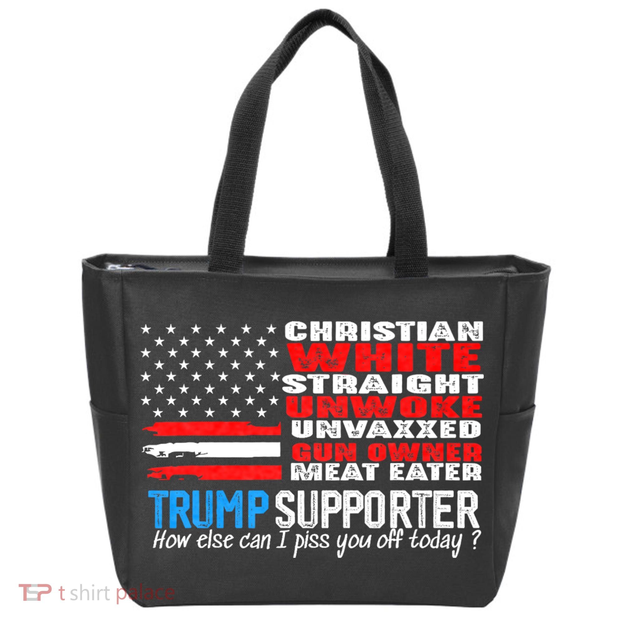 Trump Supporter Christian White Straight Unwoke Unvaxxed Tote Bag