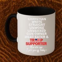 Trump Supporter Christian White Straight Unwoke Unvaxxed Coffee Mug thumb 2