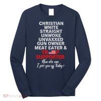 Trump Supporter Christian White Straight Unwoke Unvaxxed Long Sleeve Shirt thumb 0