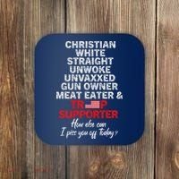 Trump Supporter Christian White Straight Unwoke Unvaxxed Coaster thumb 0