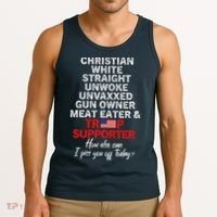 Trump Supporter Christian White Straight Unwoke Unvaxxed Tank Top thumb 3