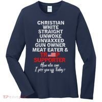 Trump Supporter Christian White Straight Unwoke Unvaxxed Women's Long Sleeve Shirt thumb 0
