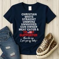 Trump Supporter Christian White Straight Unwoke Unvaxxed Women's T-Shirt thumb 3