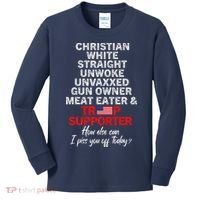 Trump Supporter Christian White Straight Unwoke Unvaxxed Kids Long Sleeve Shirt thumb 0
