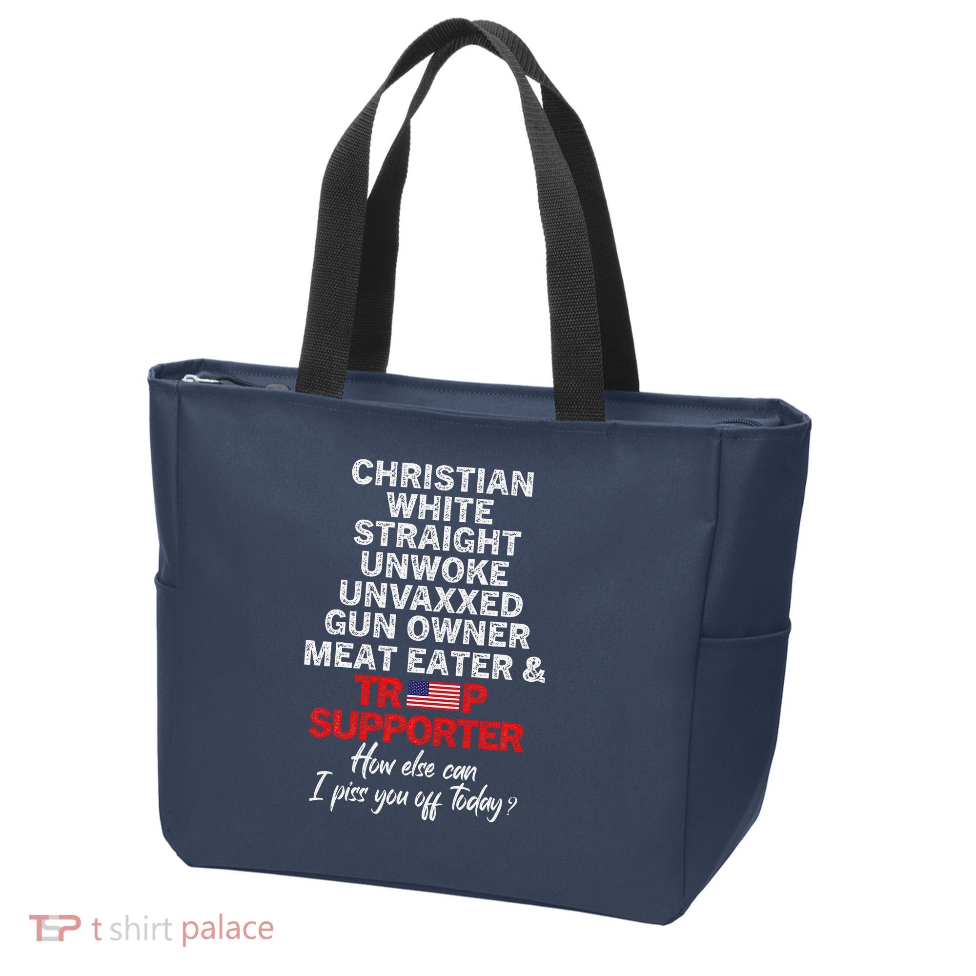 Trump Supporter Christian White Straight Unwoke Unvaxxed Tote Bag
