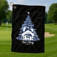 True Story Christmas Jesus Xmas Christian Nativity Sence Golf Towel thumb 1