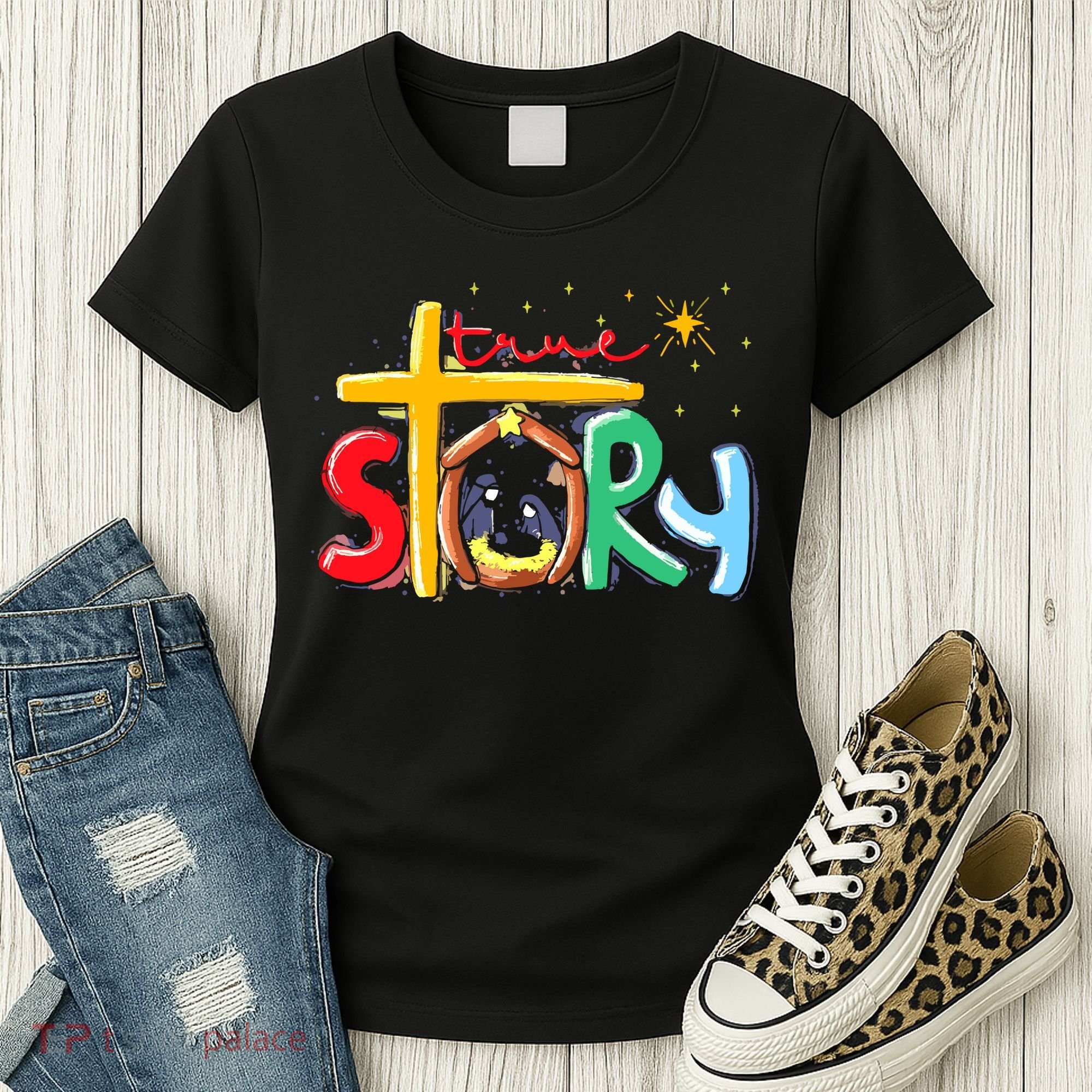 True Story Christmas Nativity Jesus Christian Women's T-Shirt