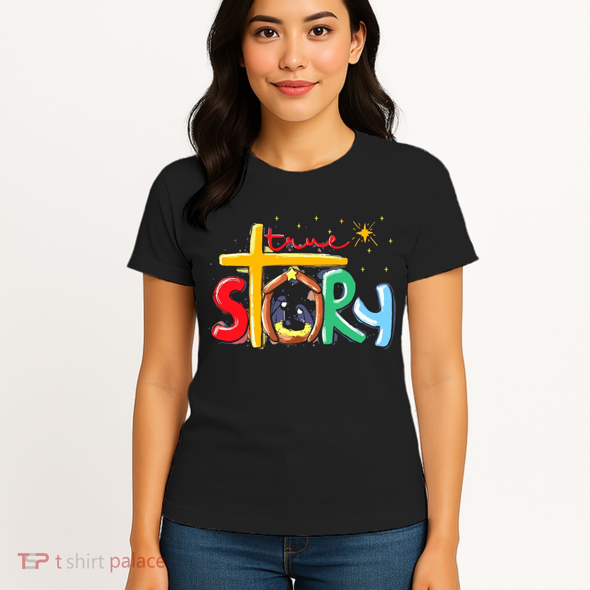 True Story Christmas Nativity Jesus Christian Women's T-Shirt