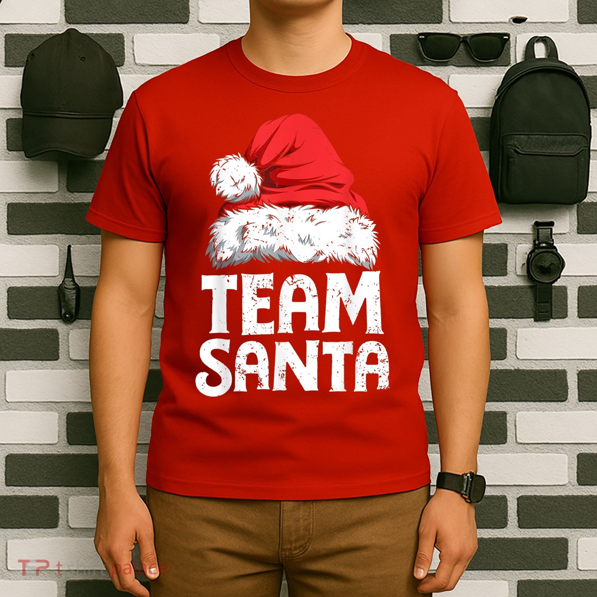 Team Santa Christmas Squad Family Matching Pajamas Boys Men T-Shirt