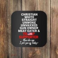 Trump Supporter Christian White Straight Unwoke Unvaxxed Coaster thumb 0