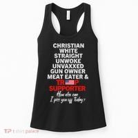 Trump Supporter Christian White Straight Unwoke Unvaxxed Women's Tank Top thumb 0