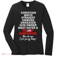 Trump Supporter Christian White Straight Unwoke Unvaxxed Women's Long Sleeve Shirt thumb 0