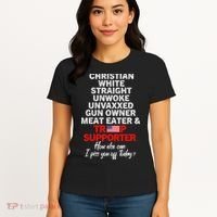Trump Supporter Christian White Straight Unwoke Unvaxxed Women's T-Shirt thumb 4
