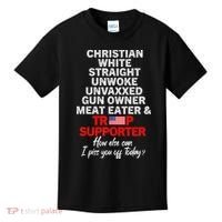 Trump Supporter Christian White Straight Unwoke Unvaxxed Kids T-Shirt thumb 0