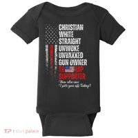 Trump Supporter Christian White Straight Unwoke Baby Bodysuit thumb 0