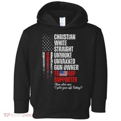 Trump Supporter Christian White Straight Unwoke Toddler Hoodie