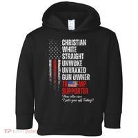 Trump Supporter Christian White Straight Unwoke Toddler Hoodie thumb 0