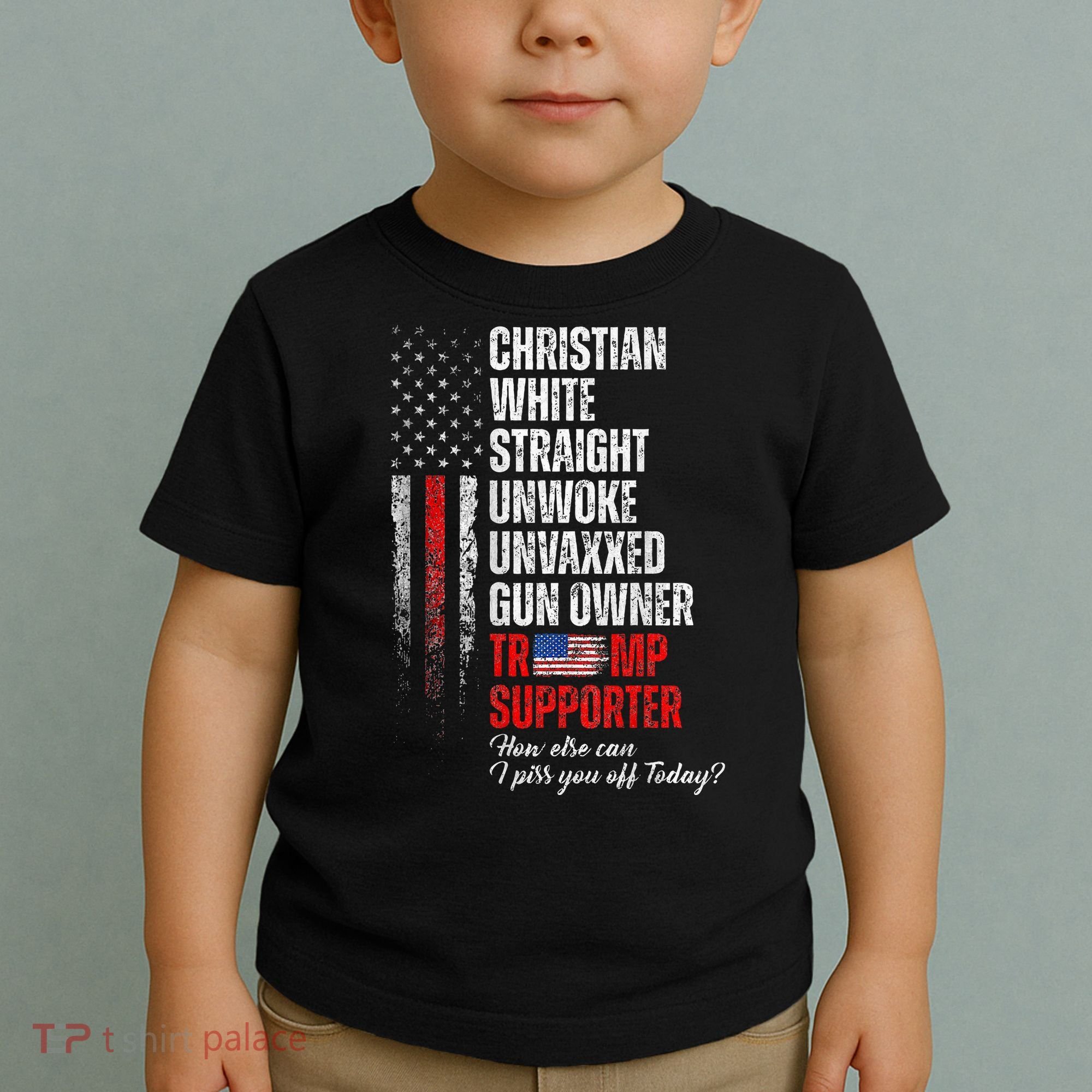 Trump Supporter Christian White Straight Unwoke Toddler T-Shirt