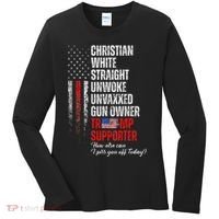 Trump Supporter Christian White Straight Unwoke Women's Long Sleeve Shirt thumb 0