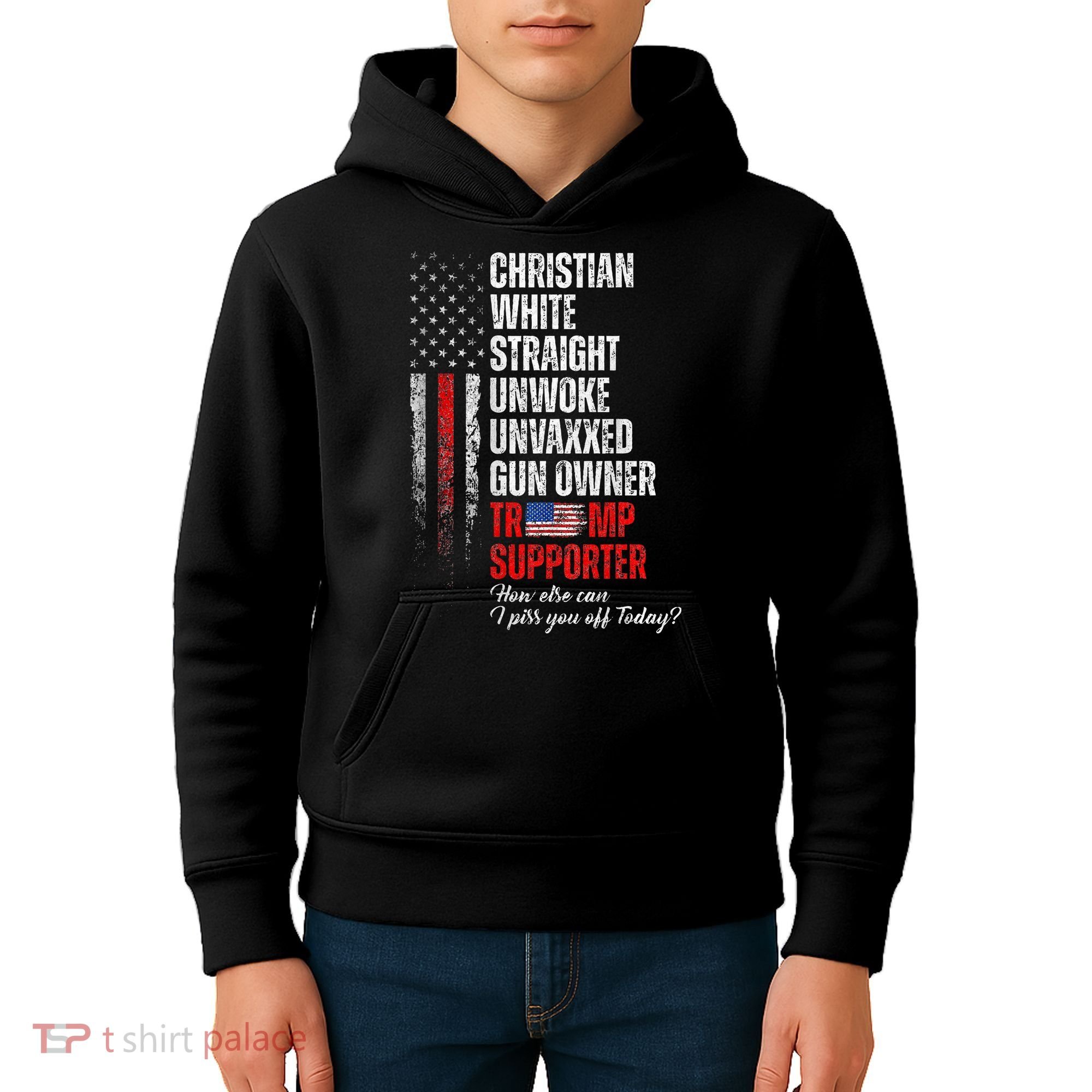 Trump Supporter Christian White Straight Unwoke Kids Hoodie