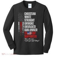 Trump Supporter Christian White Straight Unwoke Kids Long Sleeve Shirt thumb 0