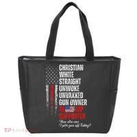 Trump Supporter Christian White Straight Unwoke Tote Bag thumb 0