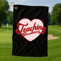 Teaching Sweethearts Cute Valentines Day Teacher Golf Towel thumb 1