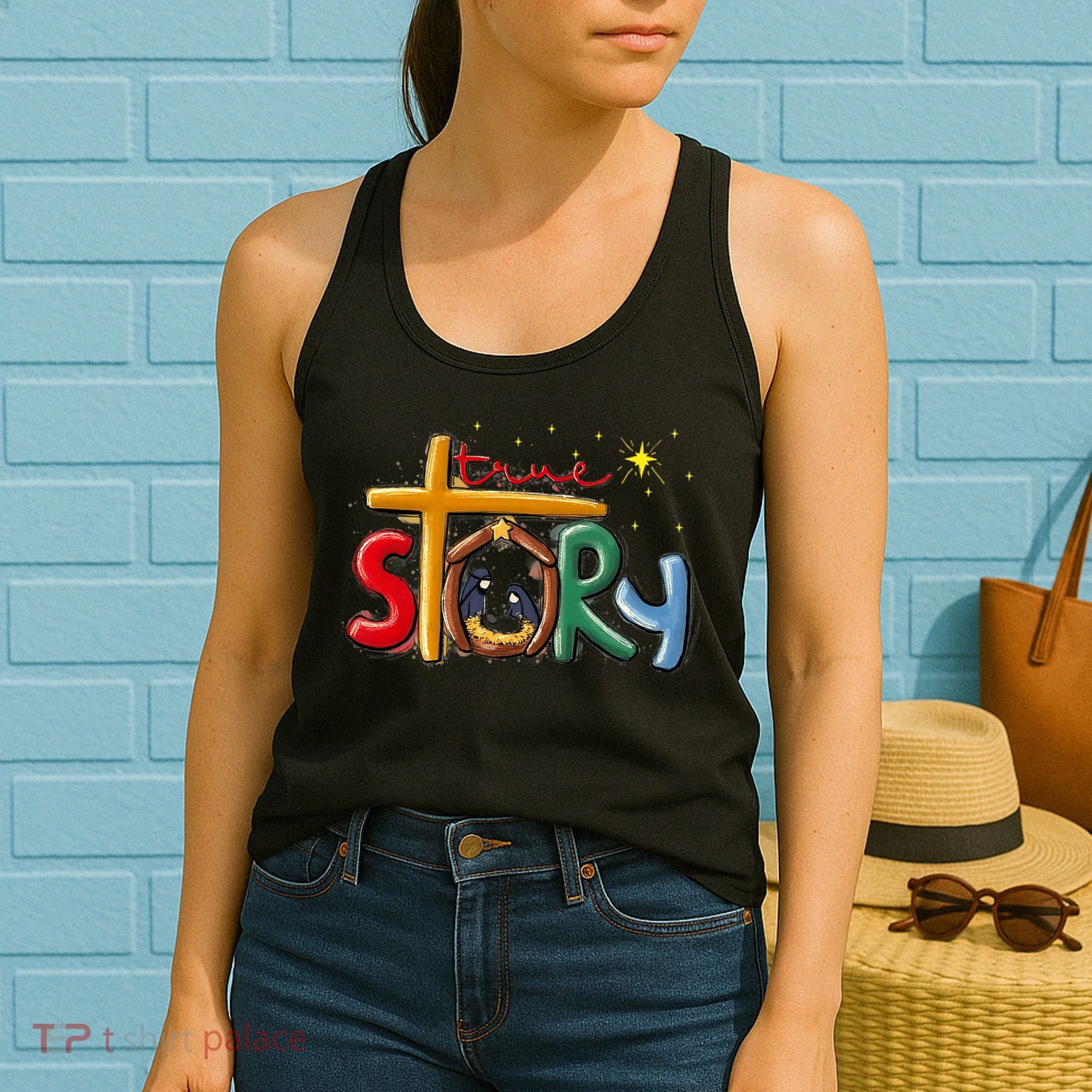 True Story Christmas Nativity Jesus Christian Christmas Premium Women's Tank Top