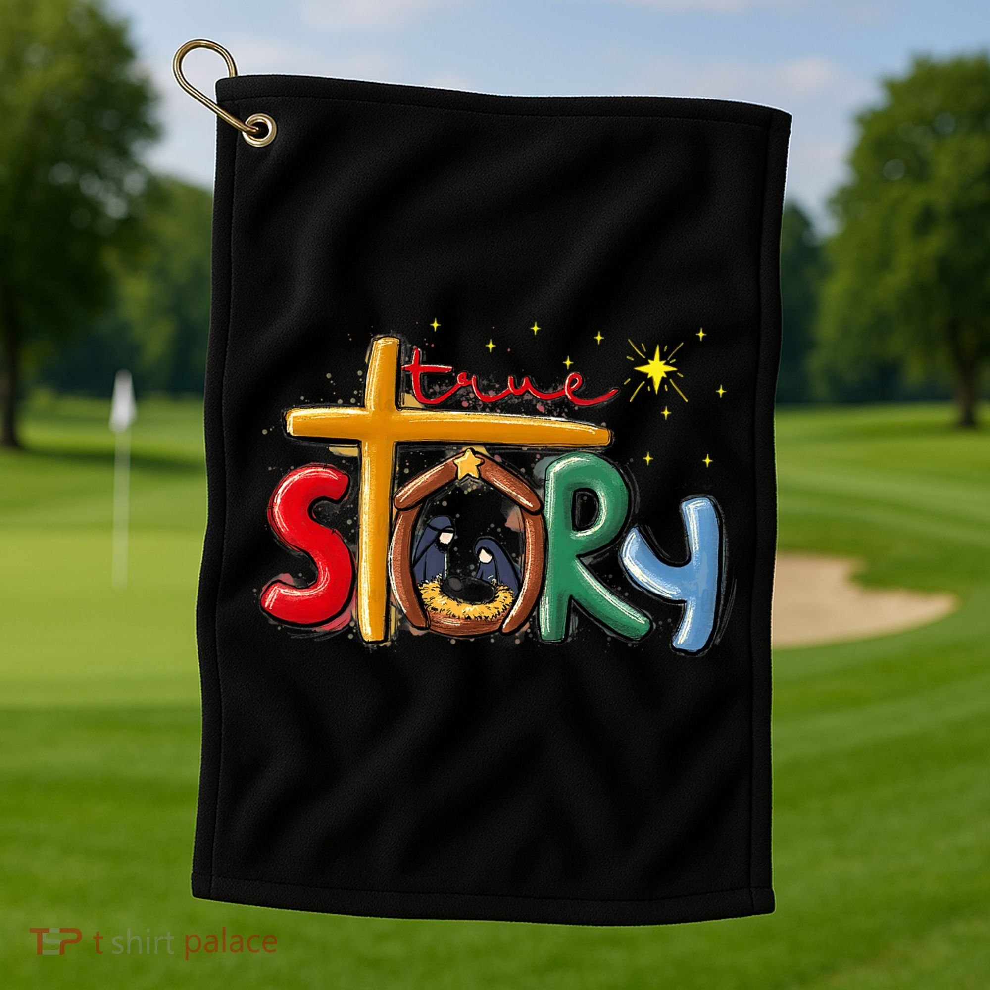 True Story Christmas Nativity Jesus Christian Christmas Premium Golf Towel
