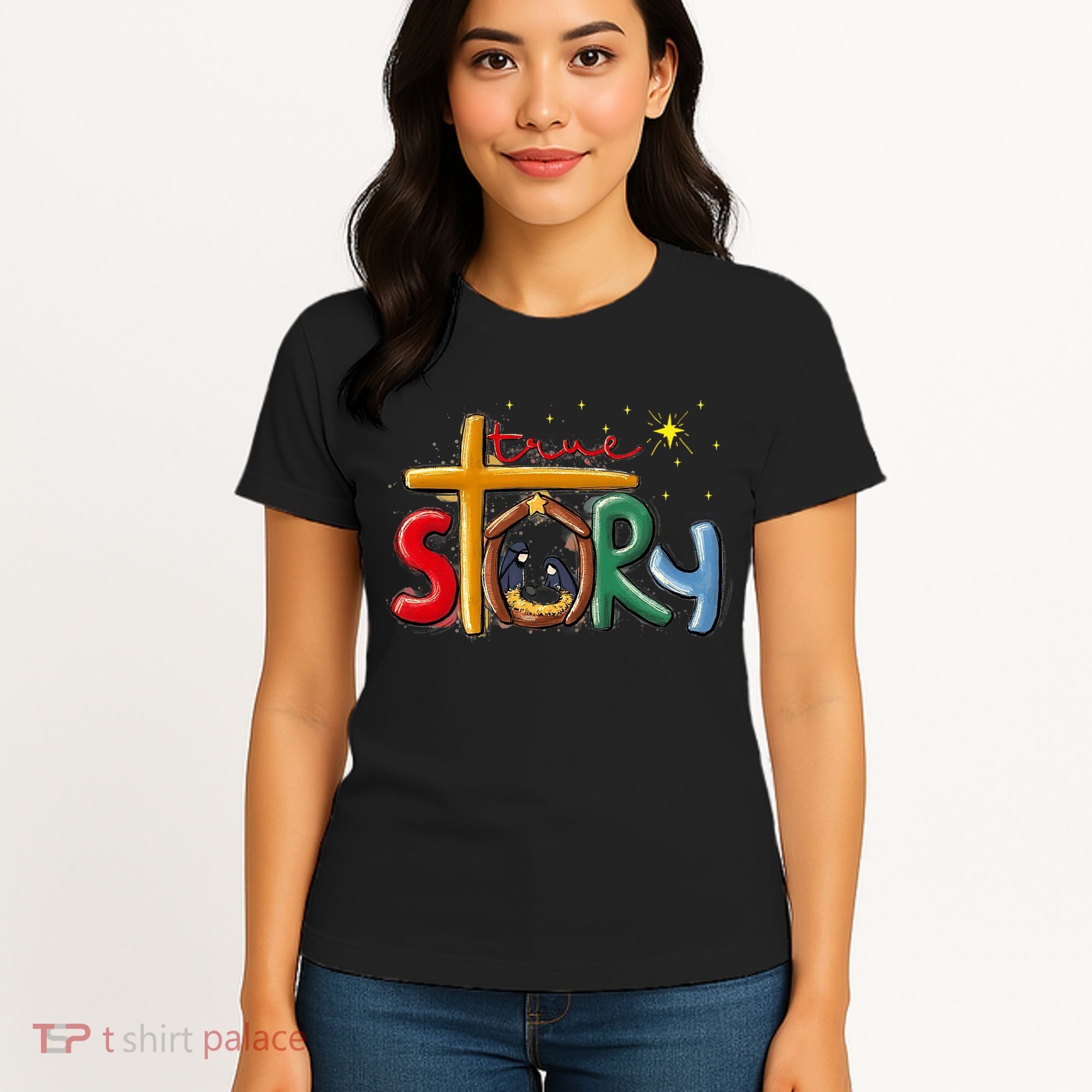 True Story Christmas Nativity Jesus Christian Christmas Premium Women's T-Shirt