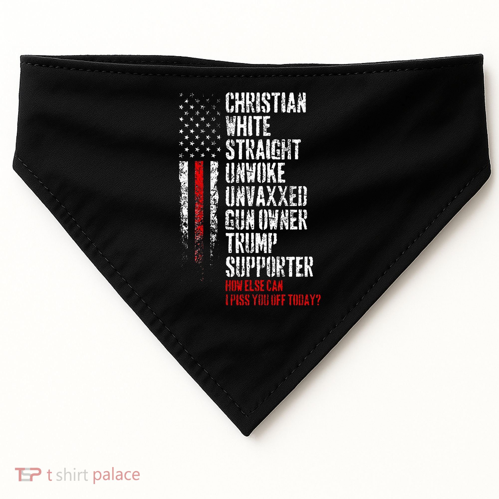 Trump Supporter Christian White Straight Unwoke Unvaxxed USA-Made Doggie Bandana