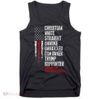 Trump Supporter Christian White Straight Unwoke Unvaxxed Tank Top thumb 0