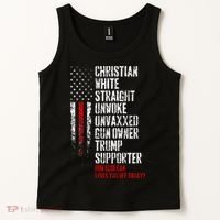 Trump Supporter Christian White Straight Unwoke Unvaxxed Tank Top thumb 2