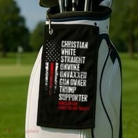Trump Supporter Christian White Straight Unwoke Unvaxxed Golf Towel thumb 2