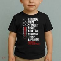 Trump Supporter Christian White Straight Unwoke Unvaxxed Toddler T-Shirt thumb 2