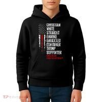 Trump Supporter Christian White Straight Unwoke Unvaxxed Kids Hoodie thumb 4