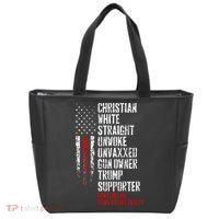 Trump Supporter Christian White Straight Unwoke Unvaxxed Tote Bag thumb 0