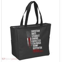 Trump Supporter Christian White Straight Unwoke Unvaxxed Tote Bag thumb 2