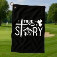 True Story Christmas Nativity Jesus Christian Golf Towel thumb 1