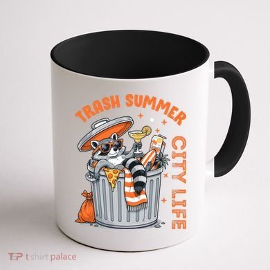 Trash Summer City Life Raccoon Coffee Mug back