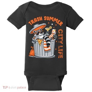 Trash Summer City Life Raccoon Baby Bodysuit