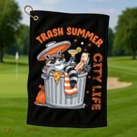 Trash Summer City Life Raccoon Golf Towel thumb 1