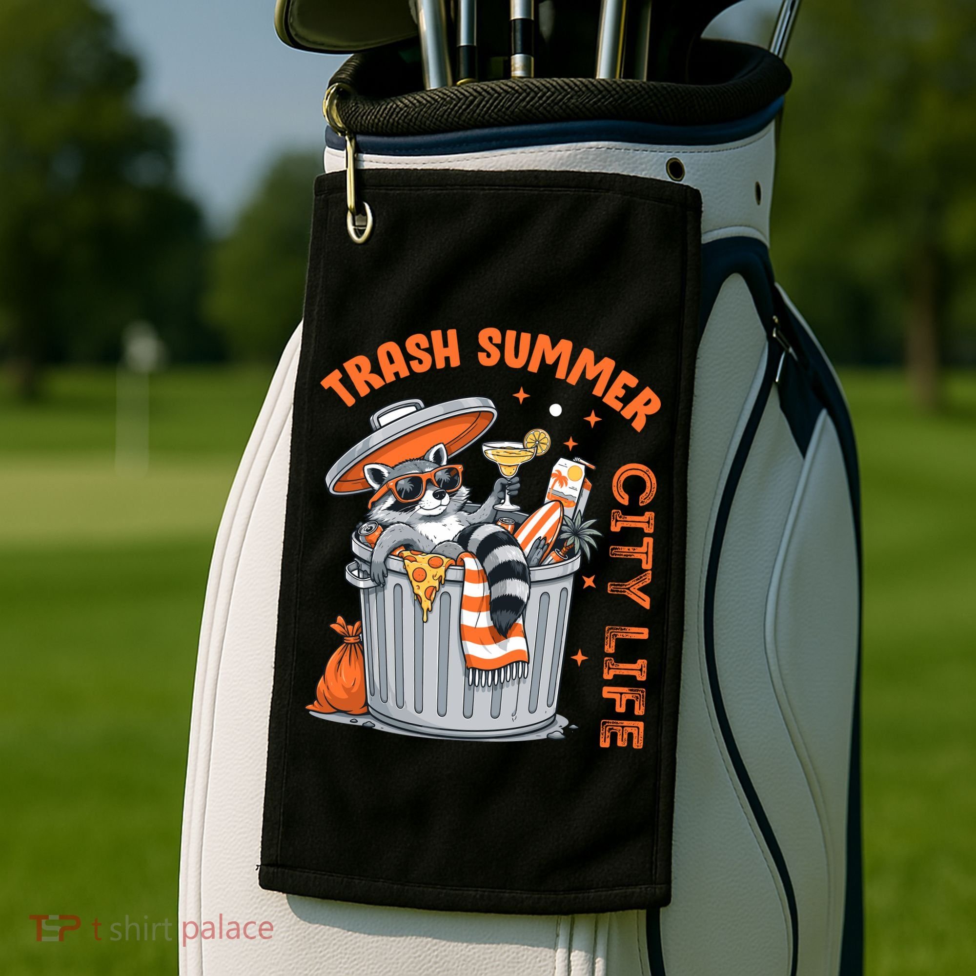 Trash Summer City Life Raccoon Golf Towel