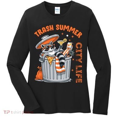 Trash Summer City Life Raccoon Women's Long Sleeve Shirt