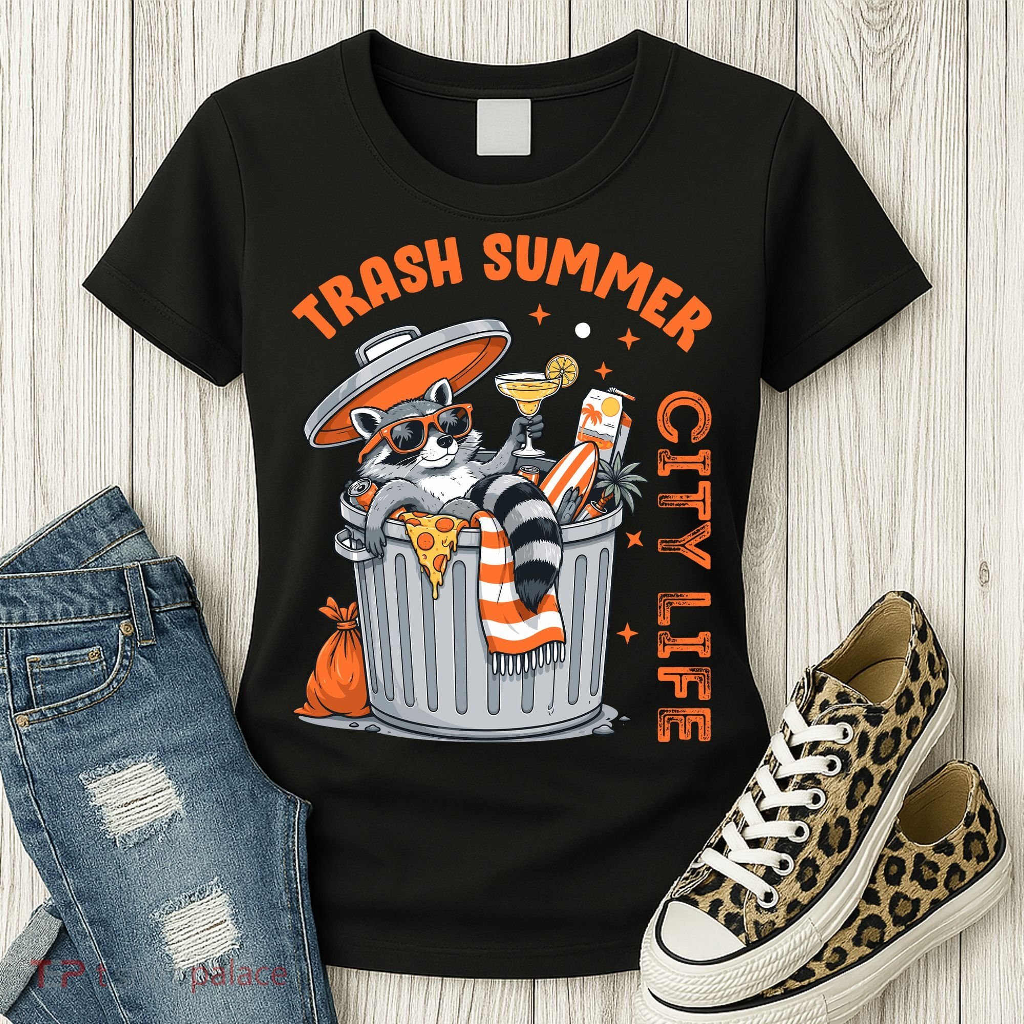 Trash Summer City Life Raccoon Women's T-Shirt
