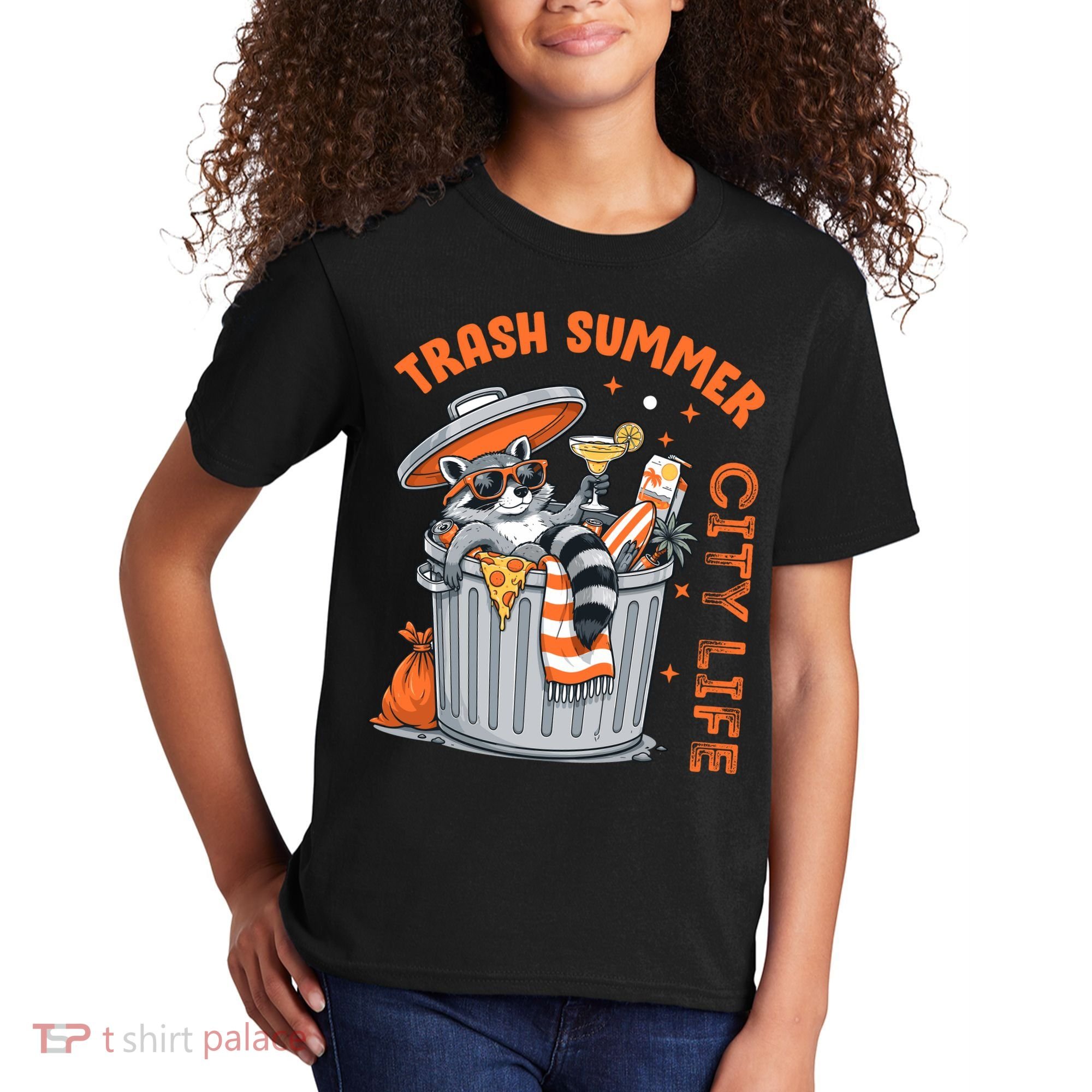 Trash Summer City Life Raccoon Kids T-Shirt