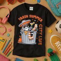 Trash Summer City Life Raccoon Kids T-Shirt thumb 3
